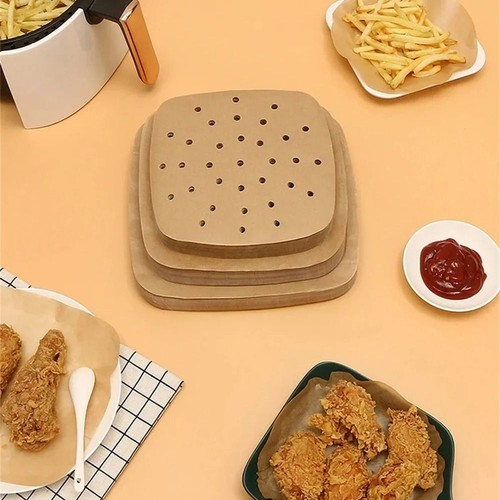 100Pcs Wood Pulp Papers Air Fryer Paper Disposable Steaming Basket Mat - Picture 9 of 20
