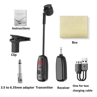 30Hz-16000Hz Microphone For Trumpet Saxophone Instrument UHF 50M Range Wireless