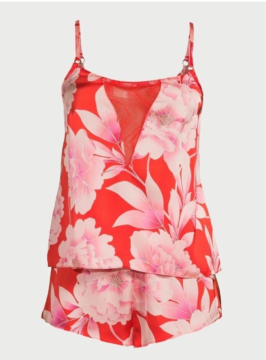 Sofia Intimates Women's Satin Cami Red Floral Pul… - image 10