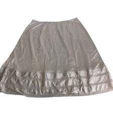 Vintage Adonna Petticoat Half Slip Beige Size 2X Side Slit Lace Trim