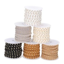 Studded Faux Suede Cord 32.8 Yards Black/White/Grey/Beige/Light Brown/Brown