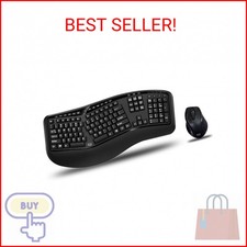 Adesso WKB-1500GB - Wireless Ergonomic Desktop Keyboard and Laser Mouse with Spl