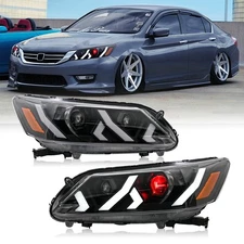 Red Devil Eye LED Headlights For Honda Accord 4-door 2013-2015 Head Lamps LH+RH