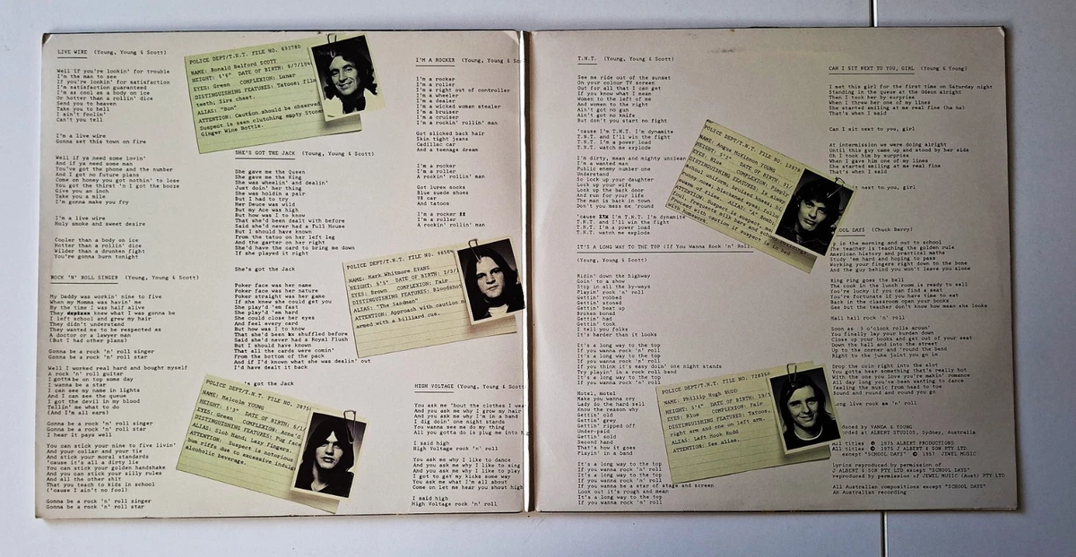 AC/DC – T.N.T. - LP New Zealand, Gatefold