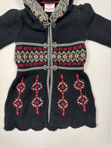 Hanna Andersson Sweater Kids 4 Christmas Holiday Girl's Faux Fur Cardigan - Picture 10 of 16