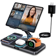 30W Foldable Charging Station for Multiple Devices, iPad BLACK
