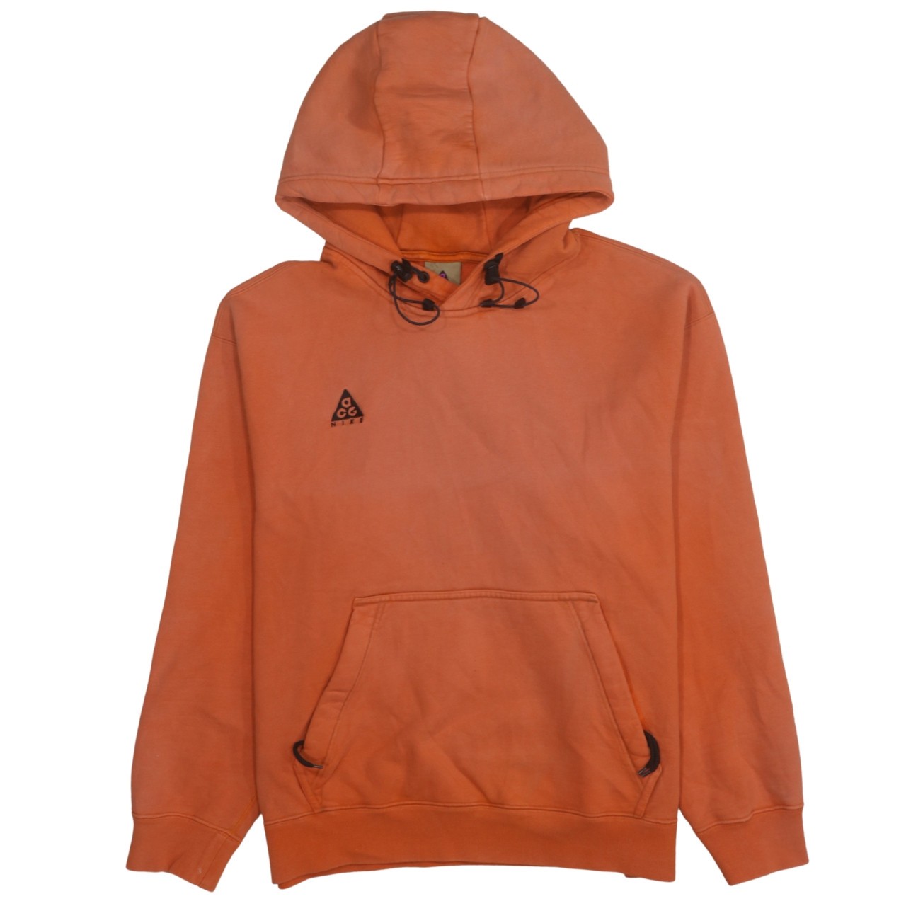 Nike Mens Hoodie Orange ACG Embroidered Logo Fleece Pullover Kangaroo Pocket M