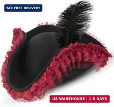 Pirate Hat for Woman,Pirate Costume Accessories Women,Halloween Tricorn Colonial