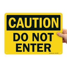 Caution Do Not Enter Sign 10x14 Inch Plastic Safety Warning Notice