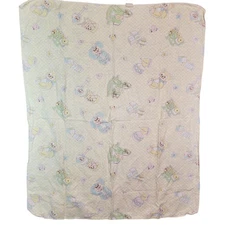 Vintage Cuddle Time Receiving Blanket 30x40 Yellow Pastel Baby Animals Toys