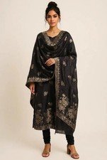 Salwar Kameez with Dupatta Black Floral with Gold Indian Pakistani