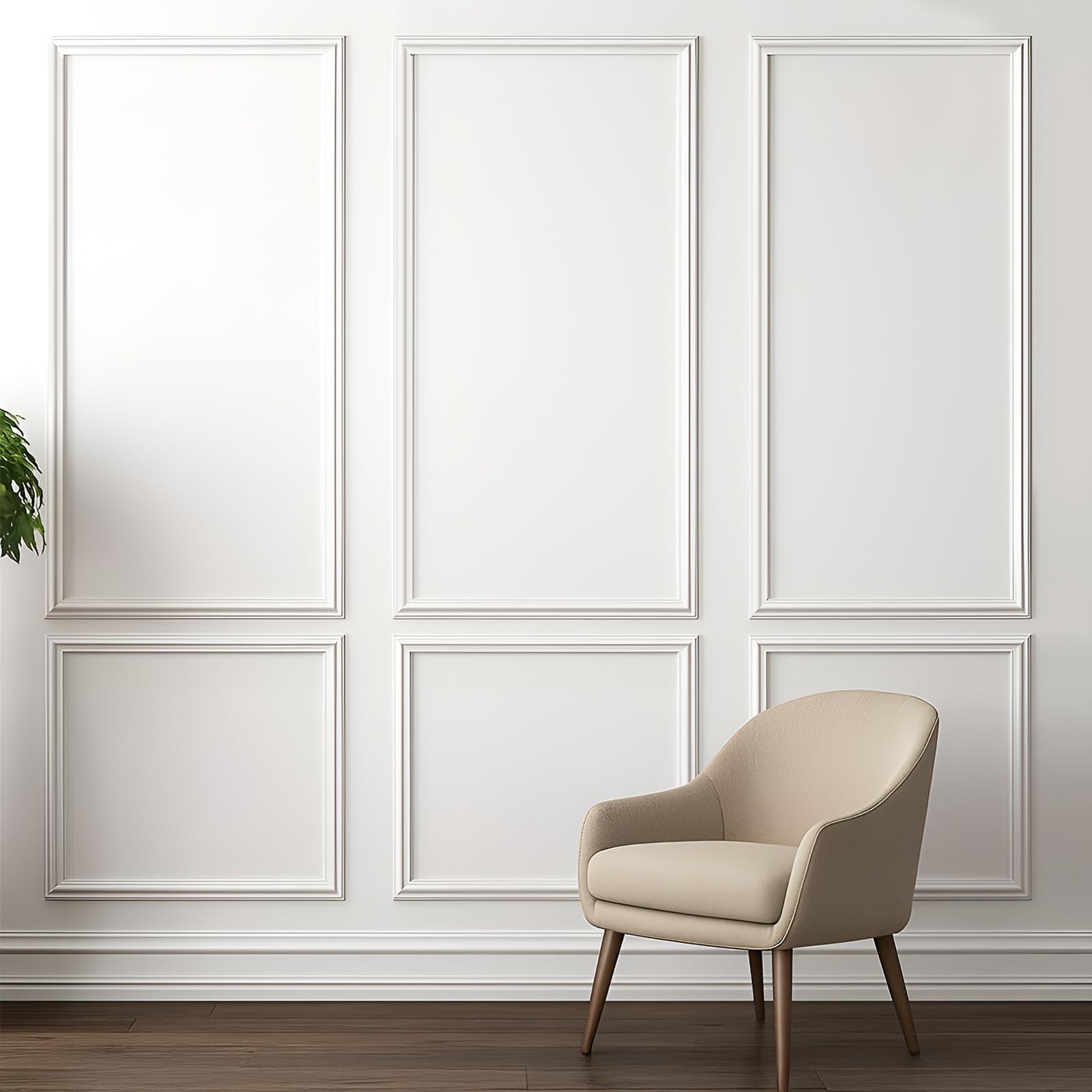 Peel and Stick Wall Molding Kit - 3D Wainscoting Panels Set of 6 | Pre-Cut Mo...