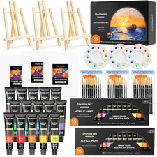 Shuttle Art 69 Pack Acrylic Paint Set, Painting Set with 69 Pack, 15×2 Colors 