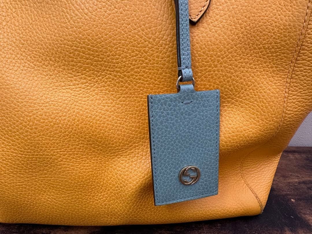 GUCCI Tote Shoulder Bag High Quality Leather in Yellow From Japan Authentic thumbnail 16