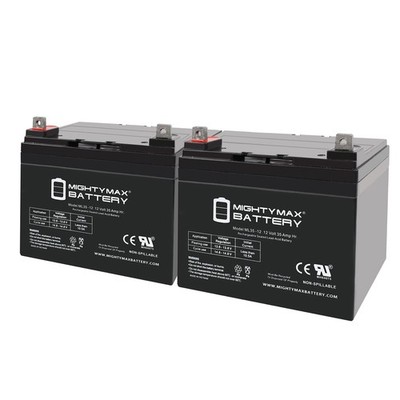 Mighty Max 12V 35AH Wheelchair Battery for Invacare Cat Basic - 2 Pack