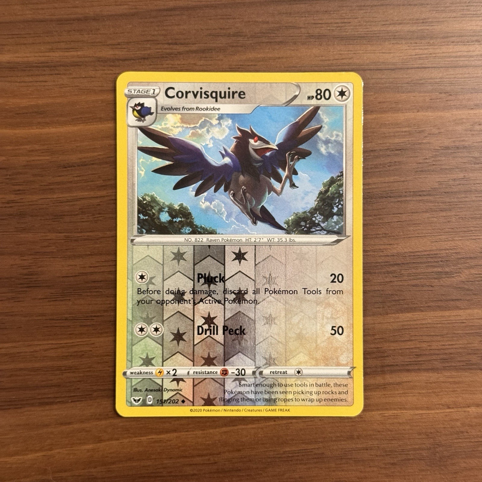 Corvisquire 151/202 Reverse Holo LP Sword & Shield Pokemon Card TCG