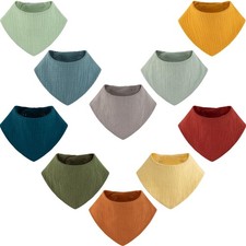 10 PCS Muslin Baby Bandana Drool Bibs 100 Cotton Absorbent Soft Reversible