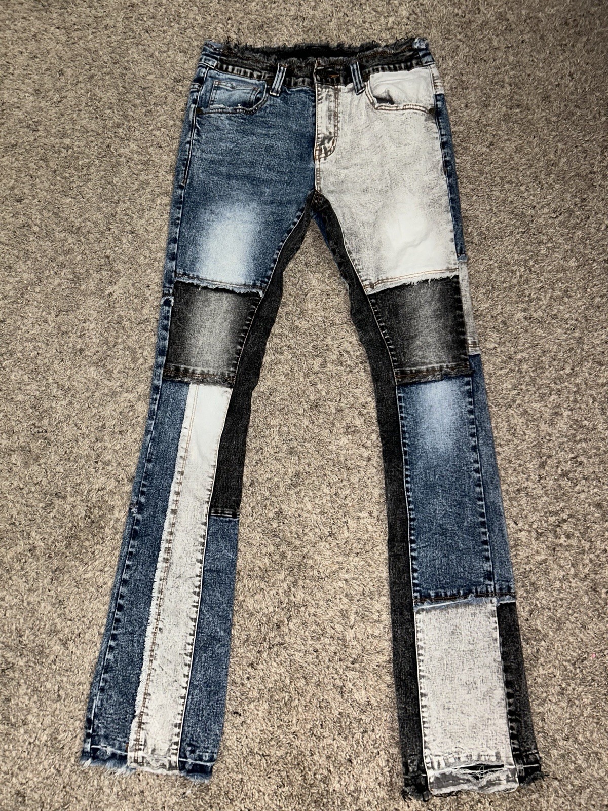 Stacked  Patchwork Multicolor Denim Jeans Skinny … - image 1