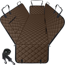 Waterproof Dog Car Seat Cover for Back Seat, Pet Hammock- L, Coffee/Black Dura