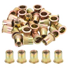 60Pcs Rivet Nuts Flat Head, 3/8 Carbon Steel Thread