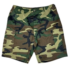 Rothco Camo Cargo Shorts Mens Medium Woodland Green Button Fly BDU Army Military