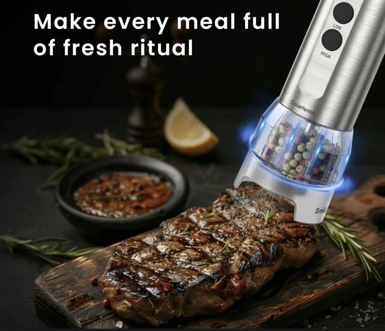 Electric Salt and Pepper Grinder ,standard, Silver Stainless Steel 3.4 oz