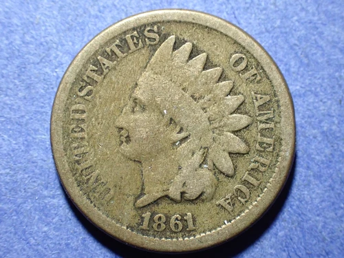 1861 Copper Nickel Indian Cent  Good+