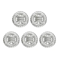5pcs Metal Round Buttons 23mm Alloy Shank Sewing Craft Buttons, White