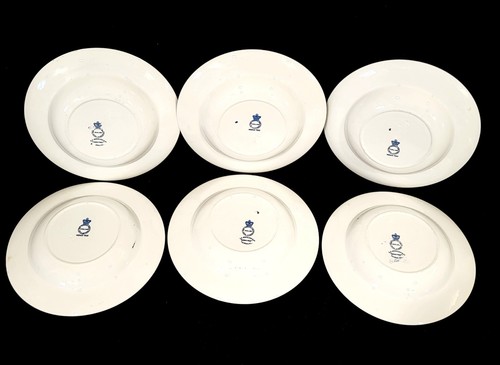 JOHN MADDOCK & SONS INDIAN TREE BLAU ROYAL GLASIG 8 3/4" RAND SUPPENSCHÜSSELN SET 6 - Bild 2 von 3