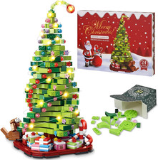 Advent Calendar 2025 Christmas Tree Building Blocks Set- 24 Days of Countdown Ca