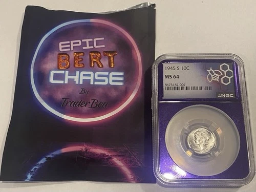 1945 S SILVER MERCURY DIME 10C NGC MS64 TraderBea Purple Core