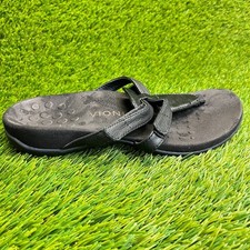 Vionic Karley Womens Size 8D Black Beach Walking Leather Orthotic Thong Sandals