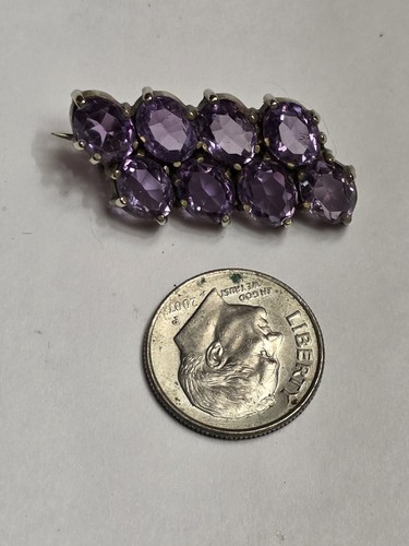 Antique Victorian Amethyst Faceted Bar Pin Brooch