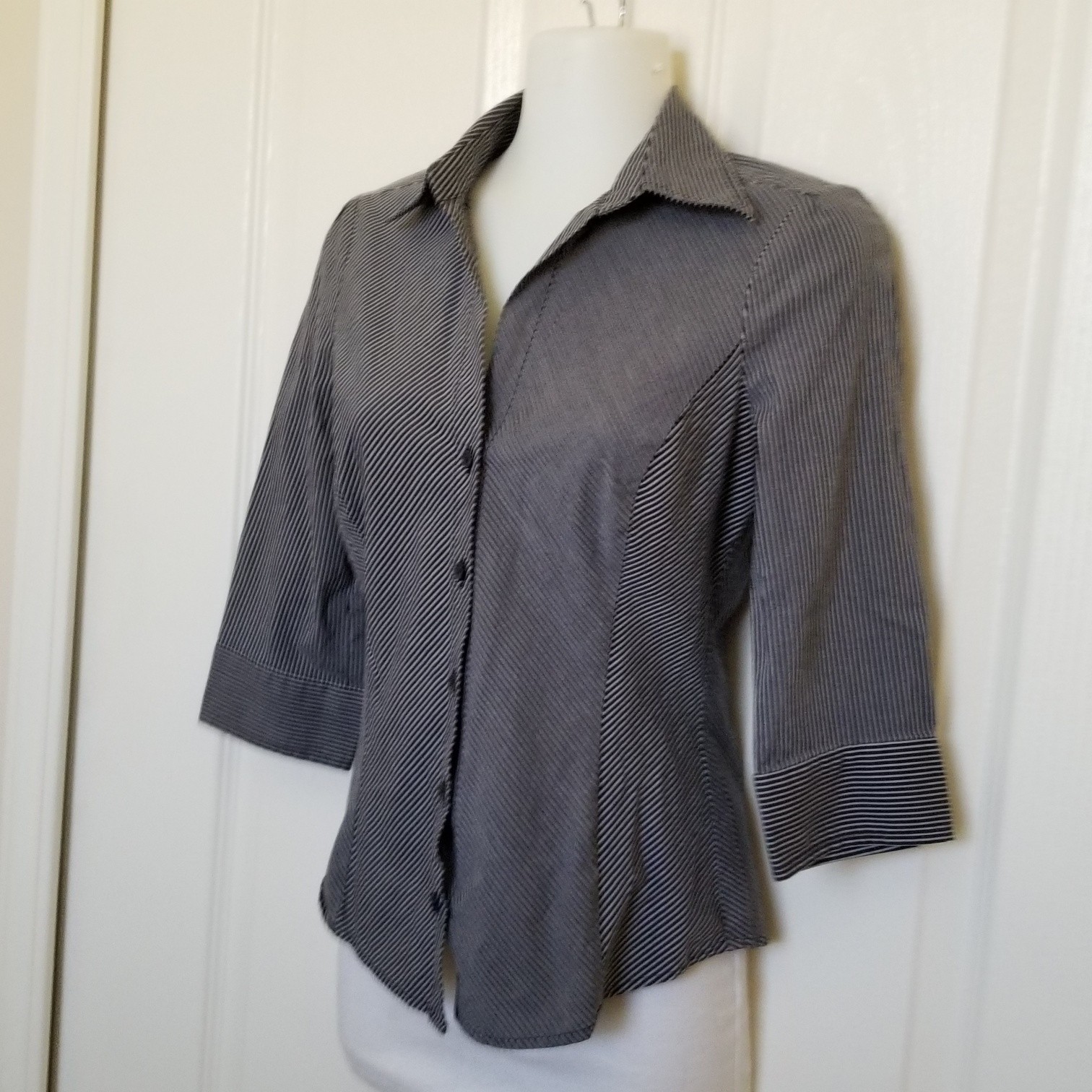 Express Design Studio Striped Button-Down Shirt B… - image 1