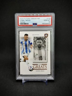 Lionel Messi 2025 Futera Unique World Football Topaz /62 SP PSA 10 Argentina