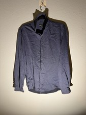 Bar III Slim Fit Stretch Blue Striped Dress Shirt 15.5 M 34/35 70 Cotton