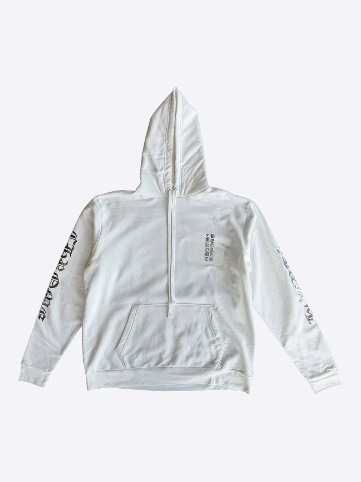 Chrome Hearts White & Silver Foil Script Logo Hoodie