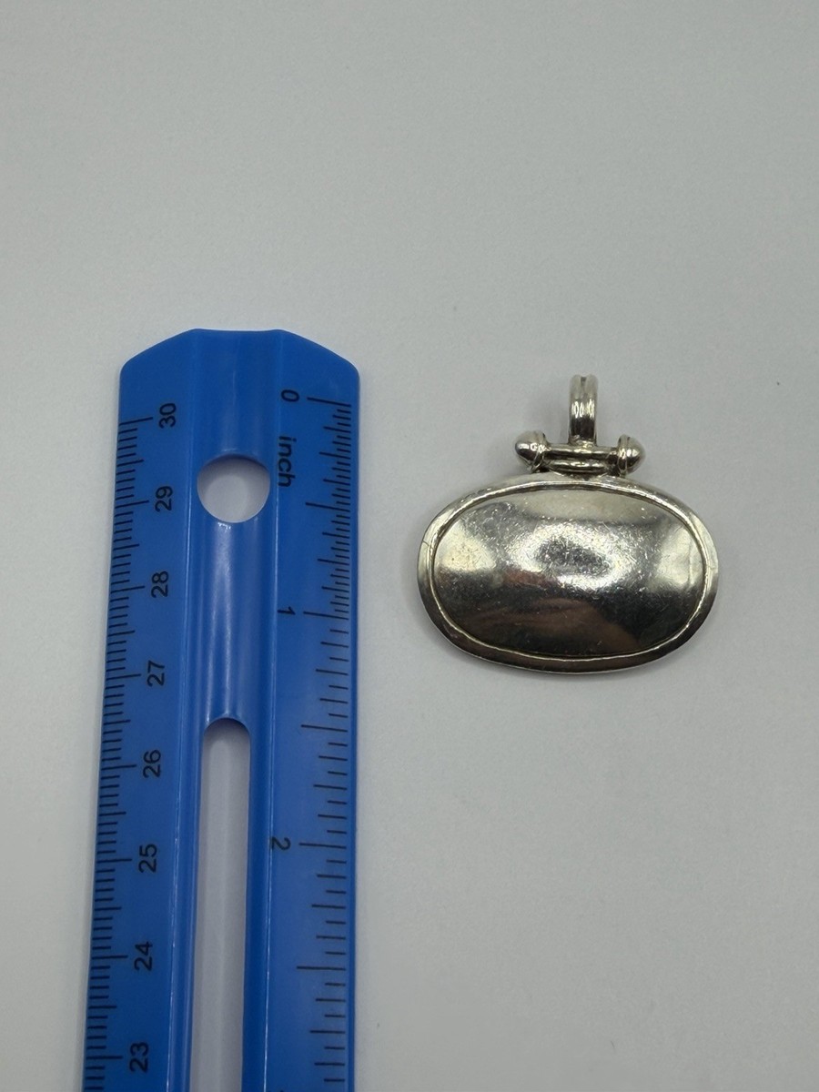 925 STERLING SILVER TAXCO MEXICO VINTAGE OVAL SOLID PENDANT 17 GRAMS View 5