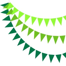 2 Pcs 49ft Pennant Banner Flags Felt Fabric Flags String Light Green/Green