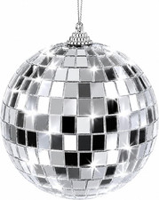 4 Inch Mirror Disco Ball - Silver Disco Ball with Hanging String for Parties, Bi