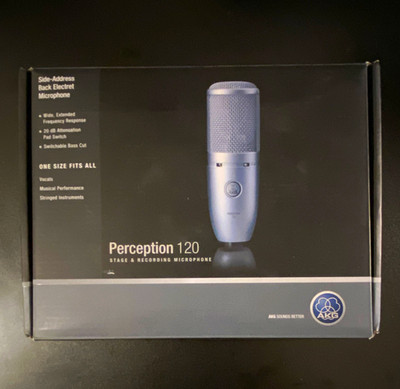 AKG Perception 120 Condenser Cardioid XLR Mic, Bass Cut/Pad Switch, Silver