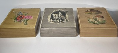 3 Set Shabby Chic Book Shaped Wood Boxes - Cottagecore Mushroom & Dark Academia