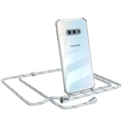 Für Samsung Galaxy S10e Hülle mit Kette Band Seil Handy Case zum Umhängen Weiß