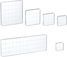 6-Piece Clear Acrylic Stamp Blocks Set with Grid Lines for Crafts Scrapbook