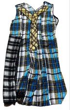 MARC JACOBS Sleeveless Plaid Docking Dress Blue Size 12 MJ1225183
