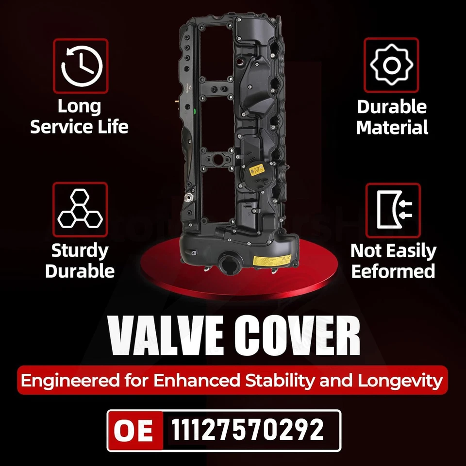 Cubierta de válvula de ALUMINIO negra OEM con junta y tapa para BMW 135i 640i 740i X3 X5 N55 Foto 3 de 4