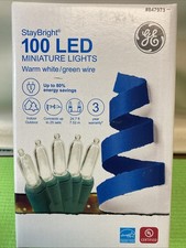 GE Staybright Indoor Outdoor Miniature String Light Warm White 100 Bulb 24ft NEW