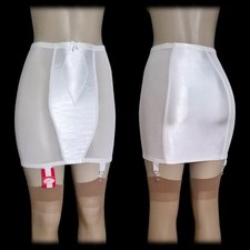 NWT Vintage 60s SATIN Open Bottom GIRDLE Skirt RUBBER Shapewear Garters  S/M