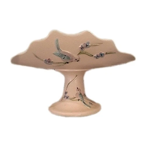 Vintage Hull Pottery S15 1957 Pink Fruit Bowl on Pedastel Made In USA