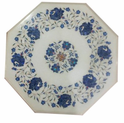 12 '' Marmor Ecke / Seite Ende Handgemacht Pietra Dura Lapis Inlay Table Top